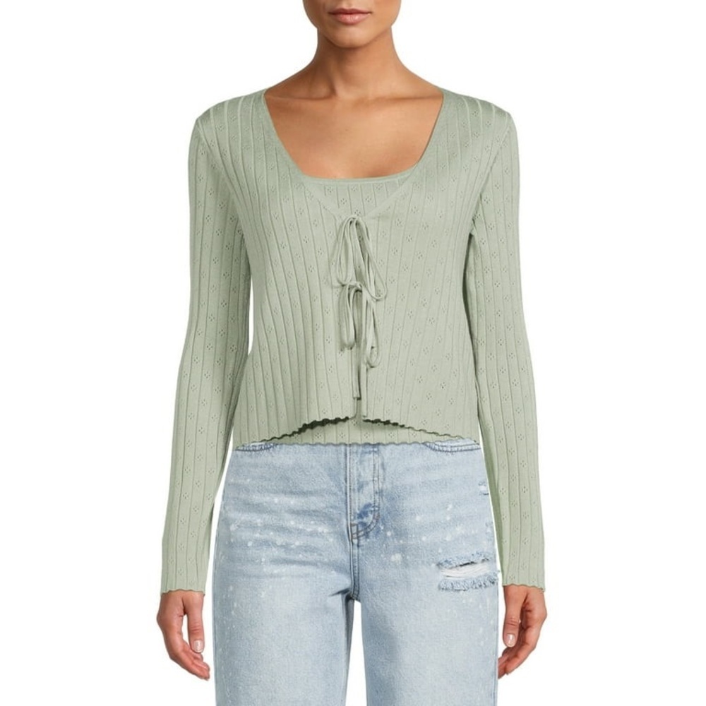 NO BOUNDARIES Juniors’ Tie Front Cardigan Size XL 15-17 NEW